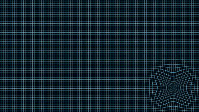 Magnifying Ring Cicle Showing Gravitational Warp Moving Over Simple Blue Grid