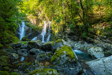 The Landscape of Waterfall in The Forest in Tokushima Prefecture in Japan, Natural Image