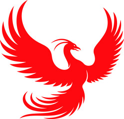 Silhouette of Fire Phoenix Spreading Its Wings