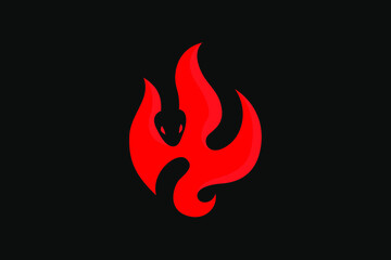 Symbol of Flame with Negative Space Designed as A Snake