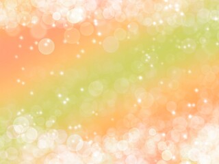 Abstract shiny background in soft colors. green peachy wallpaper with sparkles and bokeh