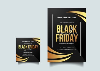 Black friday social media and a4 flyer vector template