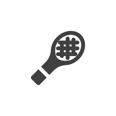 Badminton racket vector icon. filled flat sign for mobile concept and web design. Tennis racket glyph icon. Symbol, logo illustration. Vector graphics