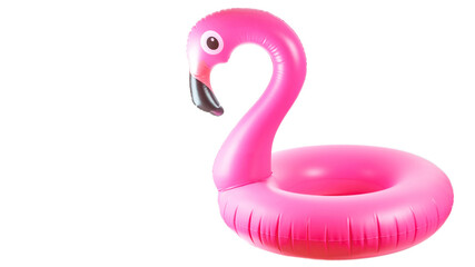 Flamingo print. Pink pool inflatable flamingo for summer beach isolated on white background. Minimal summer concept.