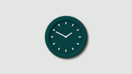 Amazing cyan dark 3d wall clock isolated on white background