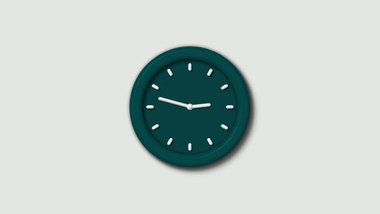 New cyan dark 3d wall clock on white background,wall clock