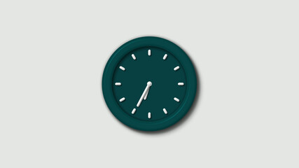 New cyan dark 3d wall clock on white background,wall clock