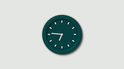 New cyan dark 3d wall clock on white background,wall clock