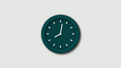 New cyan dark 3d wall clock on white background,wall clock