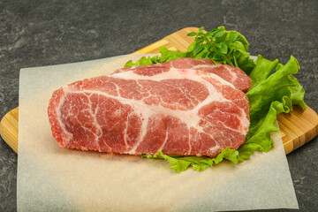 Raw pork meat neck steack