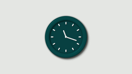 New cyan dark 3d wall clock on white background,wall clock