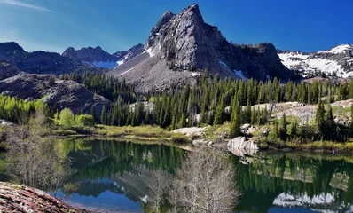 Papier peint photo  Lake Blanche Hiking Trail panorama views. Wasatch Front Rocky Mountains, Twin Peaks Wilderness,  Wasatch National Forest in Big Cottonwood Canyon in Salt Lake County Utah. United States.  © Jeremy