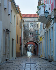 Fototapeta na wymiar Streets of ancient city of Rab in Croatia