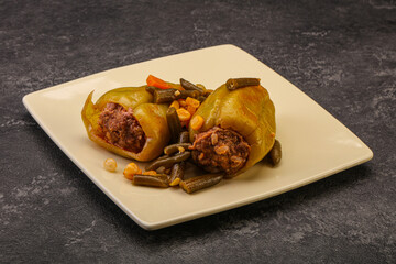 Baked stuffed bell pepper with meat
