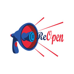 reopen with megaphone detailed style icon vector design