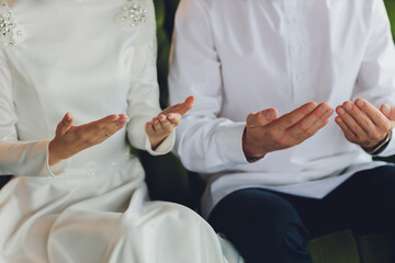 National wedding. Bride and groom. Wedding muslim couple during the marriage ceremony. Muslim...