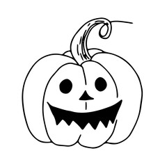 Pumpkin lantern, decoration for the autumn holiday Halloween.  Vector illustration.