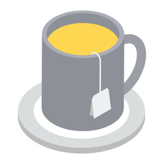 
Refreshing teacup icon in isometric vector style 
