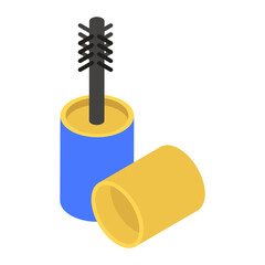 
Isometric vector design of ee mascara, beauty product 
