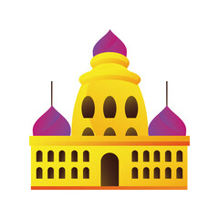 indian palace or temple on white background