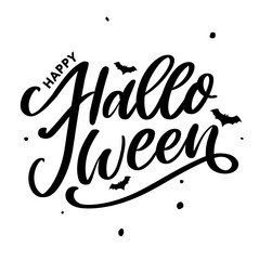 Halloween lettering greeting card calligraphy text brush black vector
