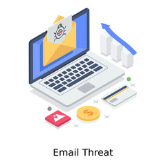 
Email threat vector in editable isometric style 
