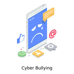 
Cyber bullying vector style, unpleasantly overpowering, online threat 
