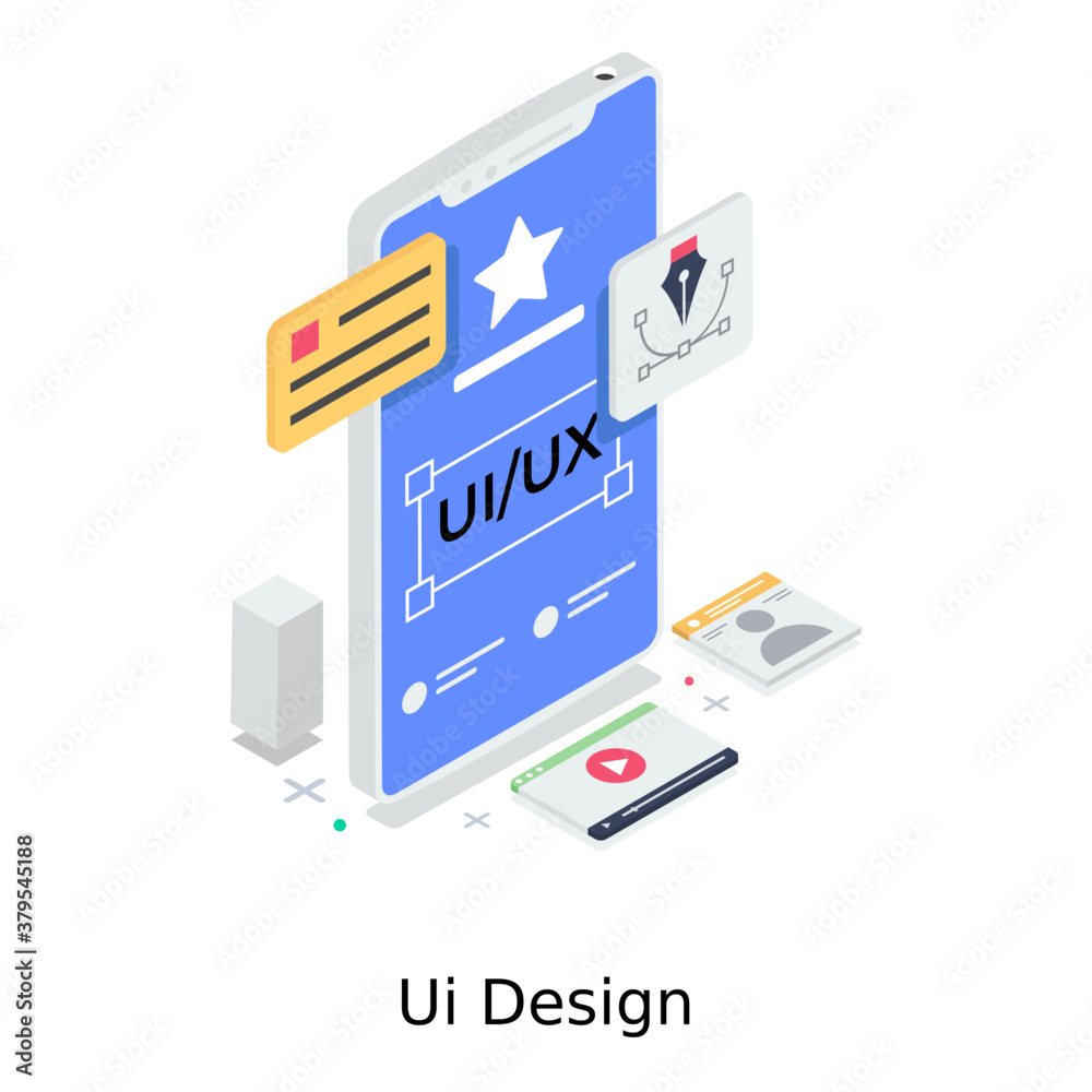 Wall mural ui design illustration in isometric vector, customize mobile interface