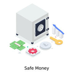 
Safe money illustration design, isometric vector of 
