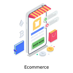 
Ecommerce illustration in isometric style, online shopping
