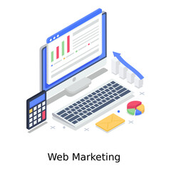 
A design of web marketing, isometric vector 
