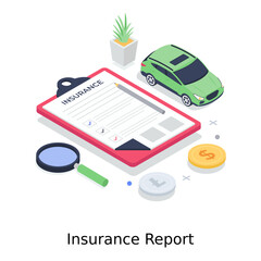 
Vehicle with clipboard, insurance report illustration design 
