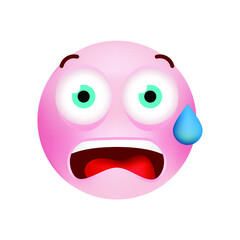 Cute Emoticon with Cartoon Style on White Background . Isolated Vector Illustration 