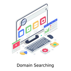 
Domain search illustration, online domain reaction vector style 
 - obrazy, fototapety, plakaty