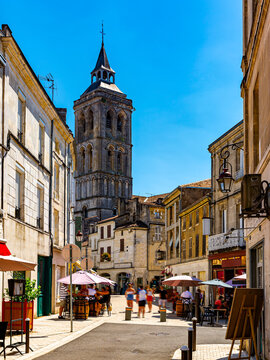 Picturesque view of streets and old houses of Cognac town in Charente department, southwestern France