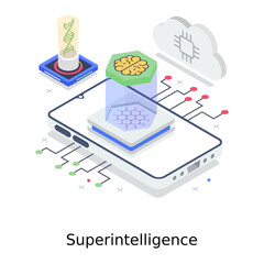
Superintelligence illustration design, isometric vector 
