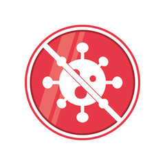 Covid 19 virus with ban detailed style icon vector design