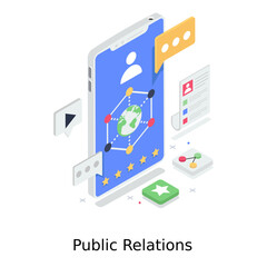
Public relations concept in trendy isometric style 
