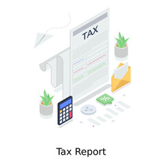 
Tax paper concept in isometric vector 
