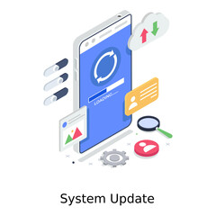 
System update concept design, isometric vector design 
