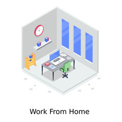 
Work from home, isometric vector style 
