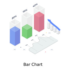 
A business bar chart vector design, isometric illustration 
