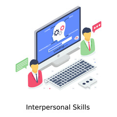 
Interpersonal skills concept design, isometri employee motivation vector 
