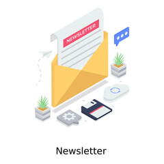 
A design of newsletter in isometric vector 
