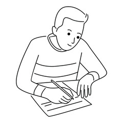 Man writing notes on a piece of paper with a pen