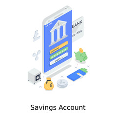 
Online banking, saving account in trendy vector 
