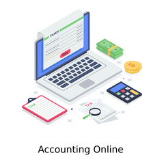
Accounting software vector in isometric style, accounting online 
