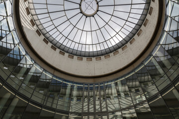 Naklejka premium Glass roof of building and sky