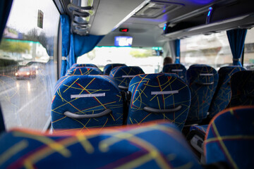 Blue comfortable seats in a luxury bus © Семен Саливанчук