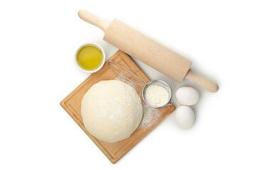 Concept for baking with dough isolated on white background